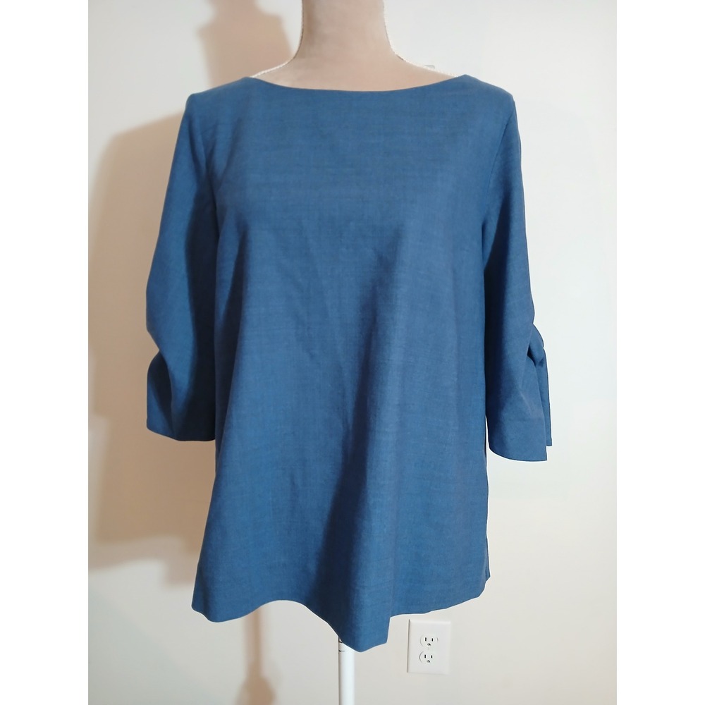 COS Denim-Blue Boatneck 3/4 Sleeve Top